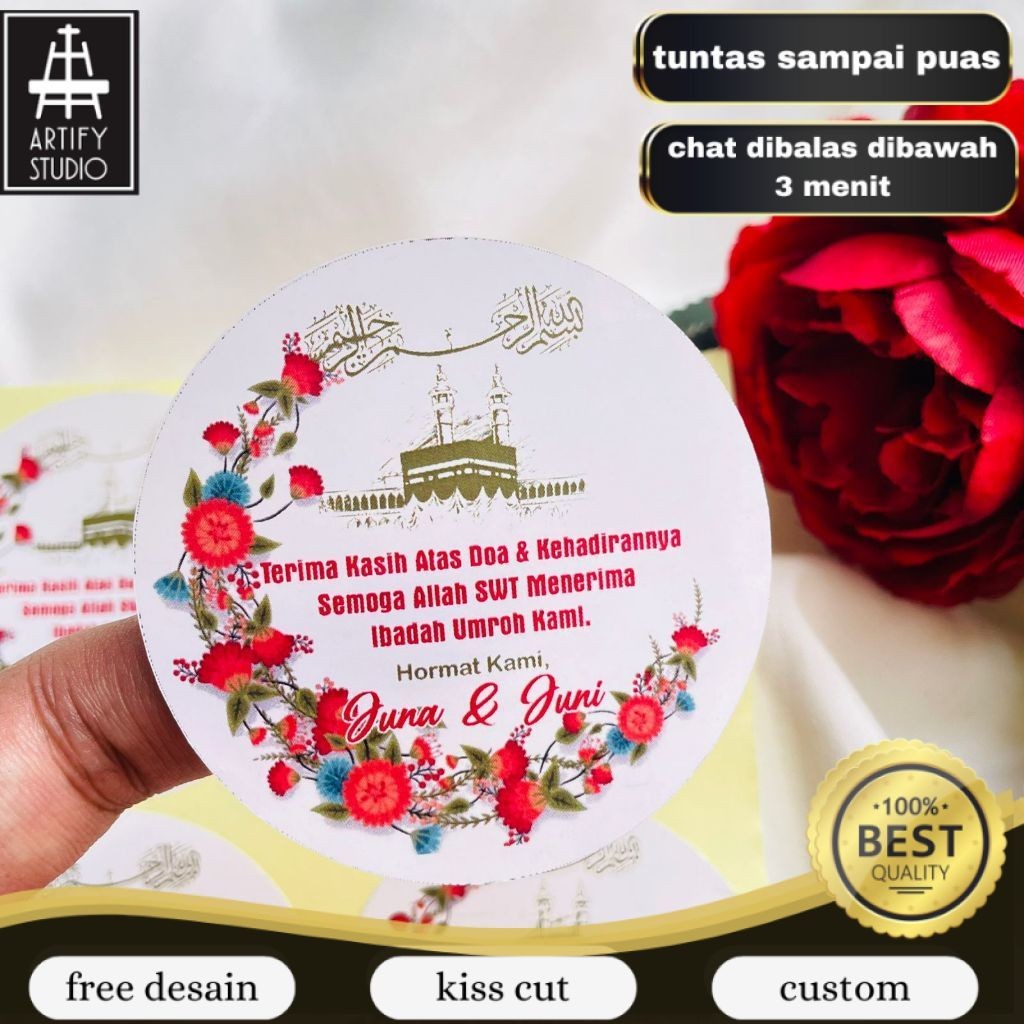 

Artify 9-15 Print Cetak Sticker Hampers Snack Oleh Oleh Naik Haji Label Tasyakuran Umroh Bulat