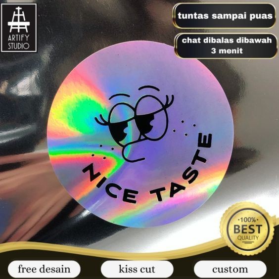 

Artify SBH 2-6 Cetak Stiker Bulat Logo Custom Sticker Label Olshop Bahan Hologram Waterproof