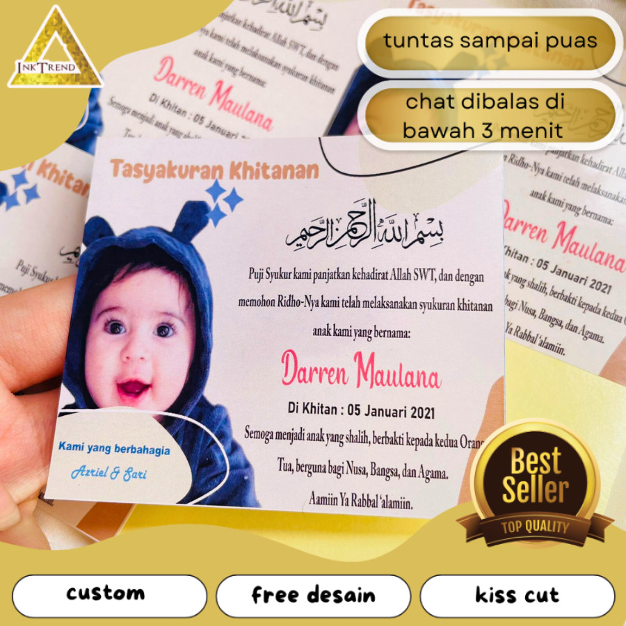 

INKA Stiker Kartu Label Tasyakuran Sunatan Khitan Free Desain dan Custom sticker bentuk persegi