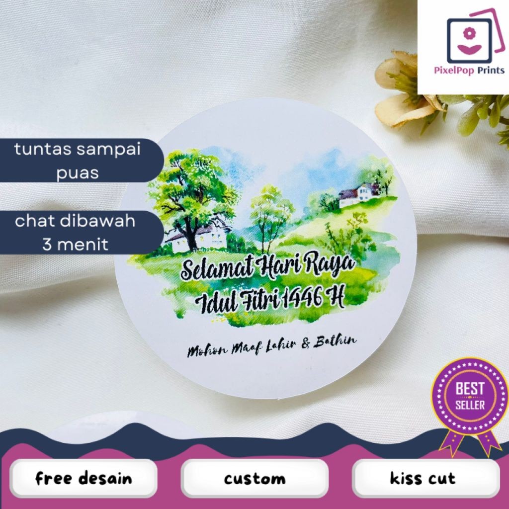 

Opikapip 2-4 Cetak Sticker Label Bulat Idul Fitri Stiker Lebaran Toples Label Kue