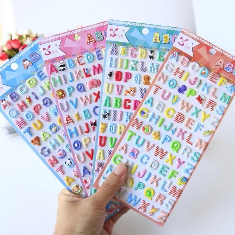 

4 pcs Cartoon Animal English Letters Puffy 3D Stickers Adhesive Sticker DIY Scrapbooking Cute Stationery School Office Supplies