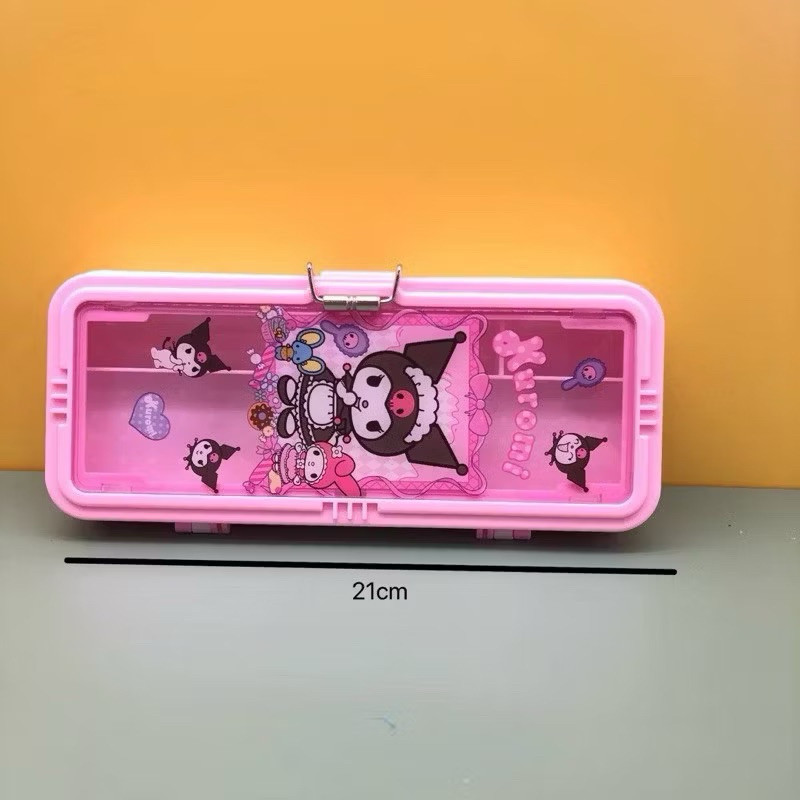 

(Toserba 777) Kotak Pensil 9722 / Tempat Pencil Case Box Sanrio Kuromi Melody Cinnamoroll 2 Tingkat Plastik premium Mika