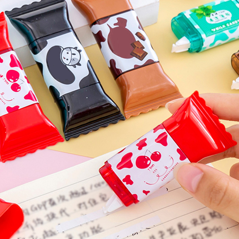

1 Piece Cute Kawaii Milk Candy Sweet Correction Tape ，Cherry Chocolate Mint Cow Stationery， Office School Supply
