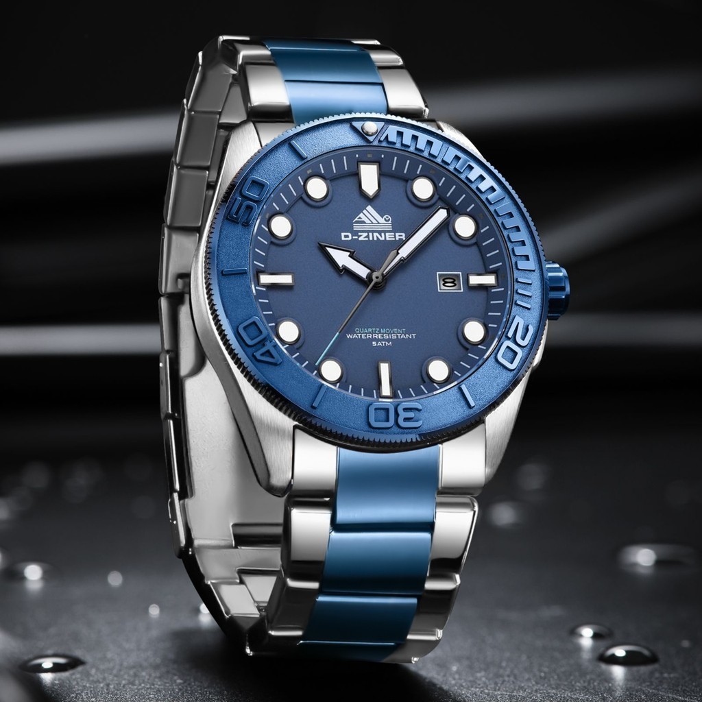 Dziner Jam Tangan Pria Dziner 9069 Rantai Stainless Steel Original Water Resistant 5ATM