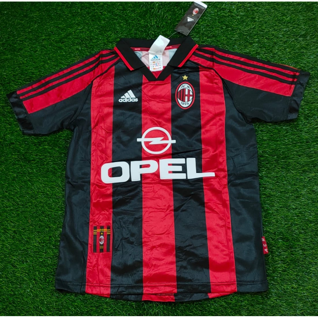 JERSEY BAJU BOLA RETRO VINTAGE MILAN HOME OPEL 1998/1999