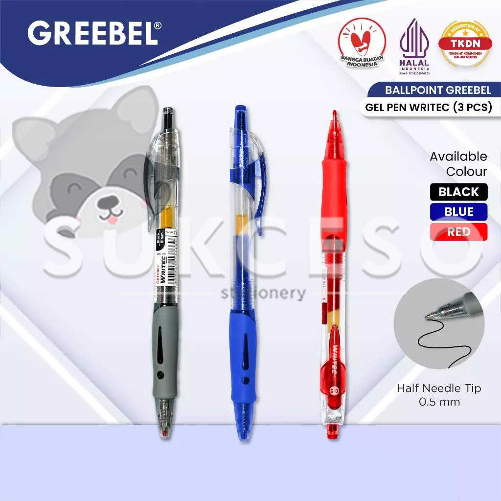 

GREEBEL Gel Pen 0.5mm GP-503 WRITEC Pulpen Gel Quick-Dry SATUAN Murah