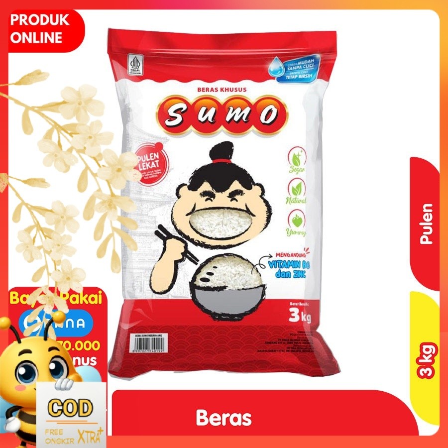 

Sumo Beras Pulen Fortifikasi Kemasan Merah 3 kg