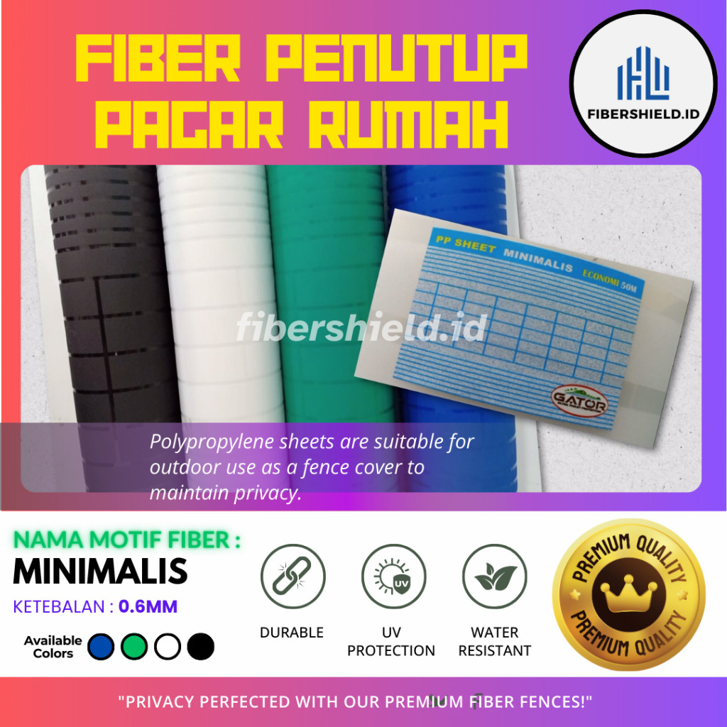 [Per Meter] Fiber Plastik Penutup Pagar Rumah Motif MINIMALIS METERAN