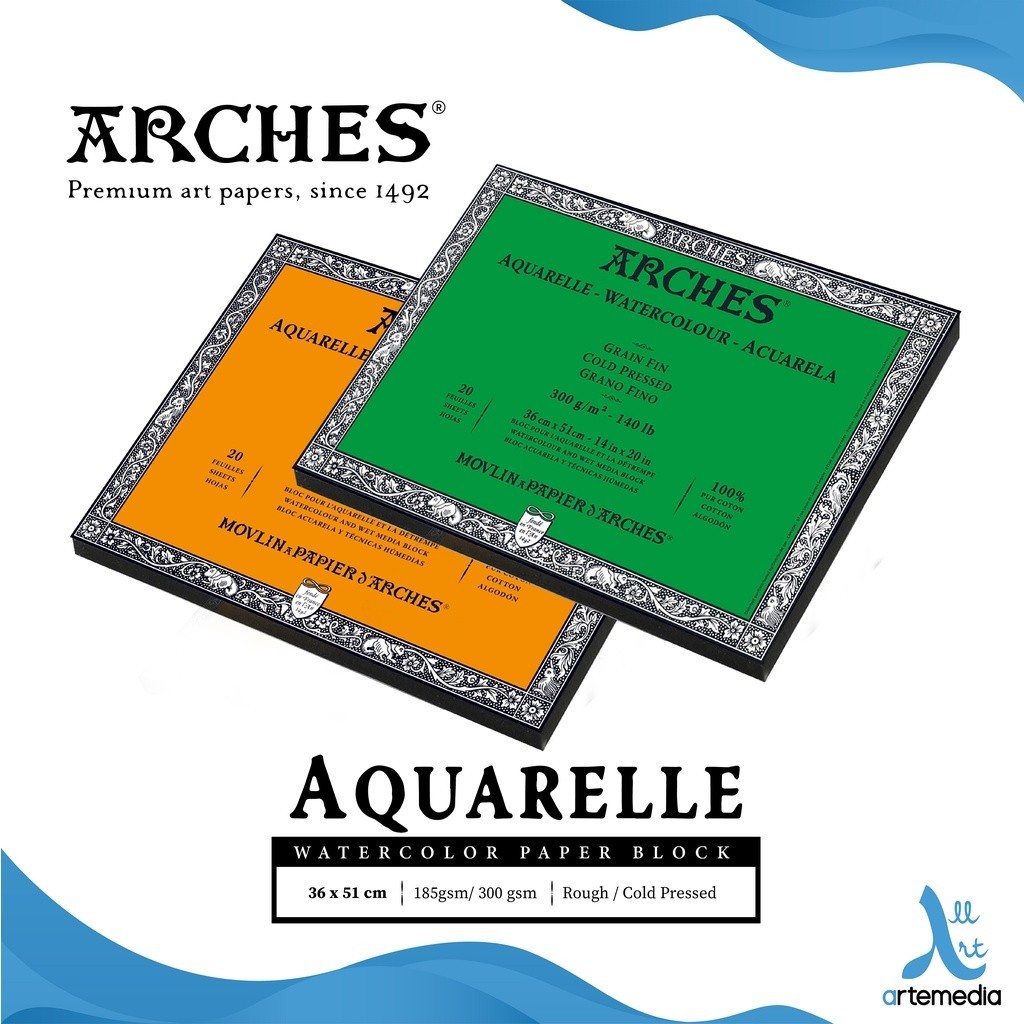 

Arches Aquarelle 36x51cm Watercolor Paper Block Kertas Cat Air