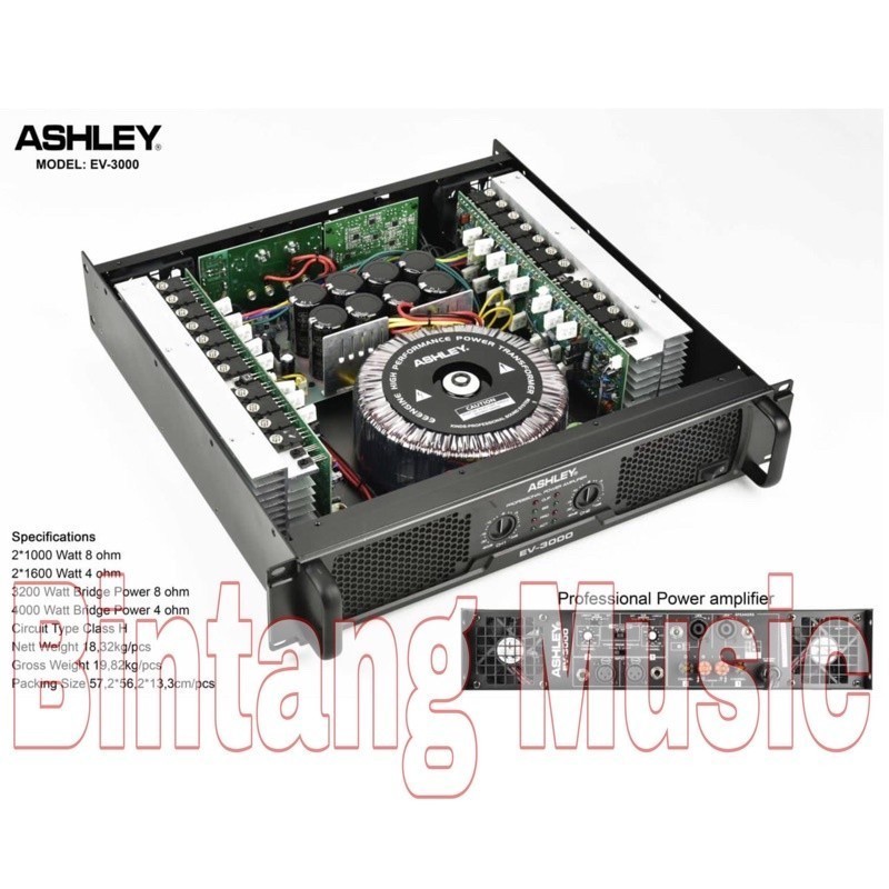Power amplifier ashley EV3000 ashley ev 3000 original ashey EV 3000