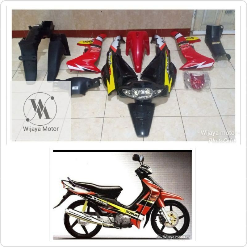 Cover body full body kasar dan halus suzuki smash 110 plus lampu" D/B merah