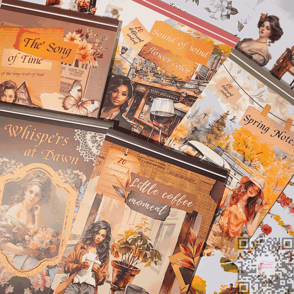 

[20 Lembar/Pack] Deco Sticker Book Retro European Style Dekorasi Buku Stiker Aesthetic DIY Premium