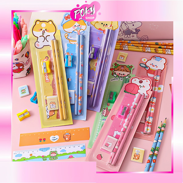 

POKY - S5692 Alat Tulis Set Mini Stationary / Set Alat Tulis 5 in 1 Karakter / Mini Stationery / Mini Stationery Set Character
