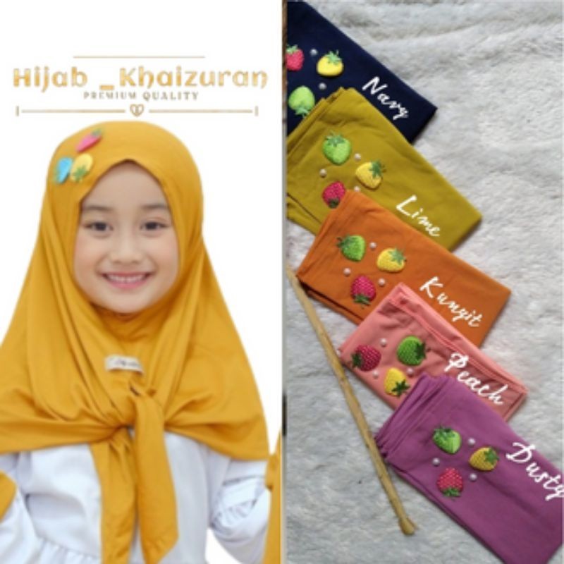 COD - Kerudung Anak Perempuan Segitiga Instan Berry / Jilbab Anak Lucu Segitiga Instan Strawberry