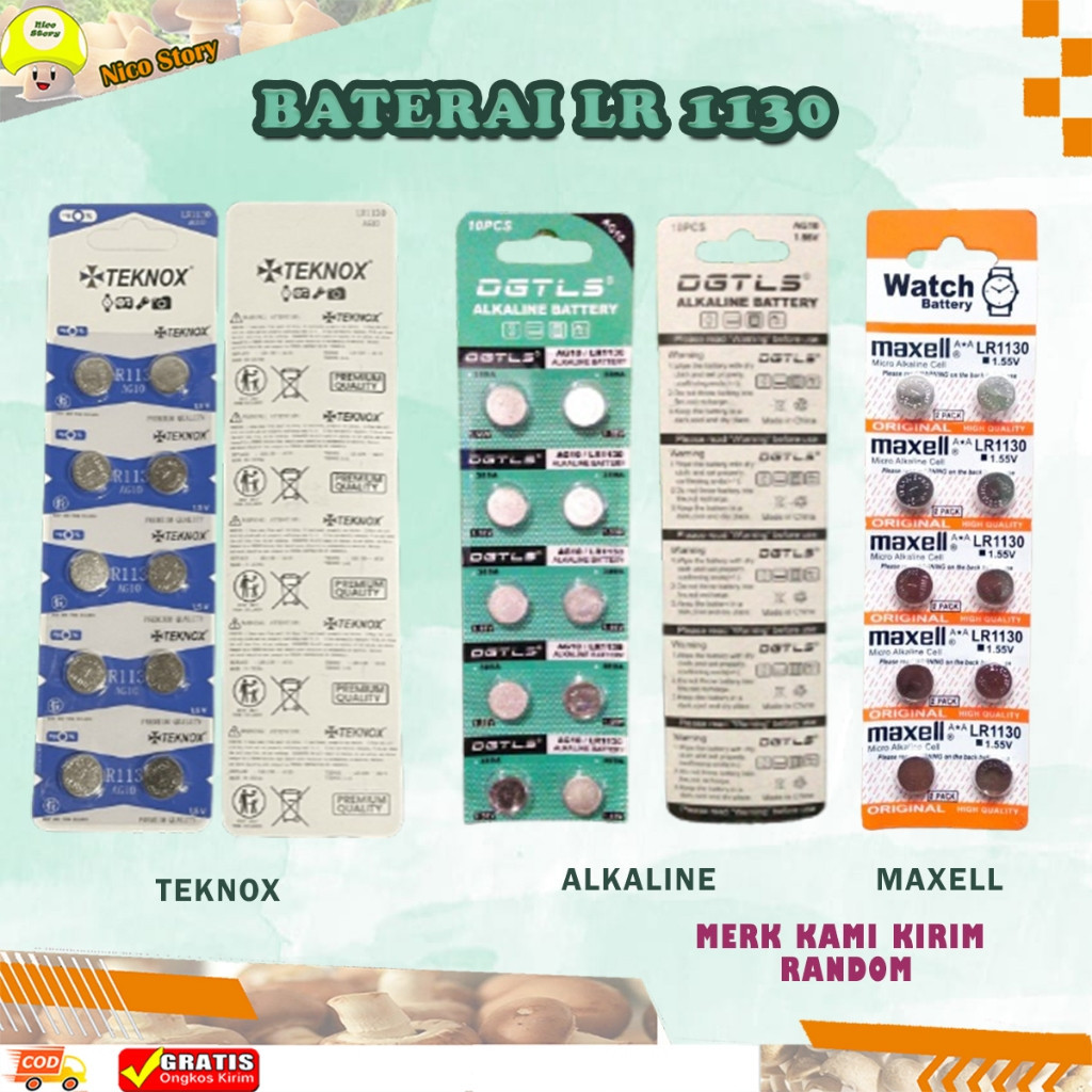 (NCS) TERMURAH  Batre Kancing Battery Jam Tangan Maxell AG10 LR1130 SR54 LR54 GP189 Tutup Pentil LED