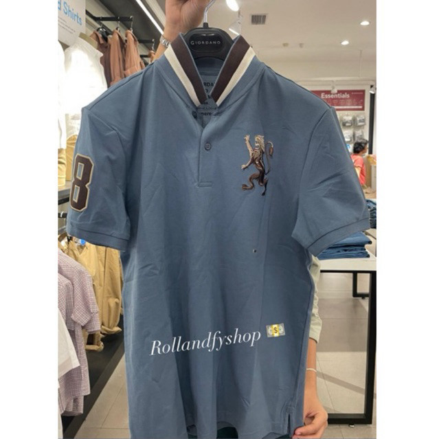 POLO SHIRT GIORDANO LION 3D CHINA BLUE CINA BLUE MENS ORIGINAL NEW  |JASTIP| KAOS KERAH KAOS POLO PR