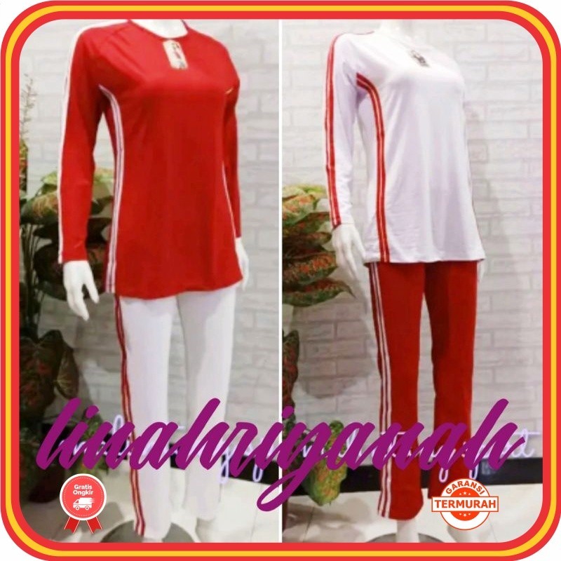 Baju Olahraga Keren Modis Model Terbaru 2024 / STELAN SENAM MERAH PUTIH, STELAN OLAHRAGA WANITA, STE