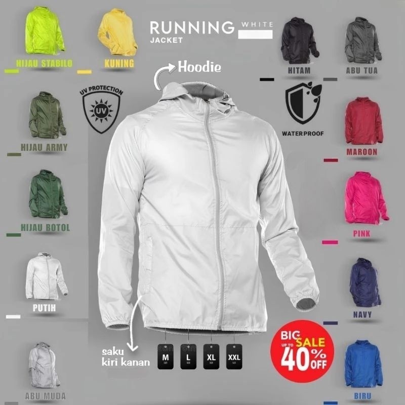 Jaket Olahraga Pria Wanita Sepeda Lari Running Pembakar Lemak Original Parasut Jaket Olahraga Parasu