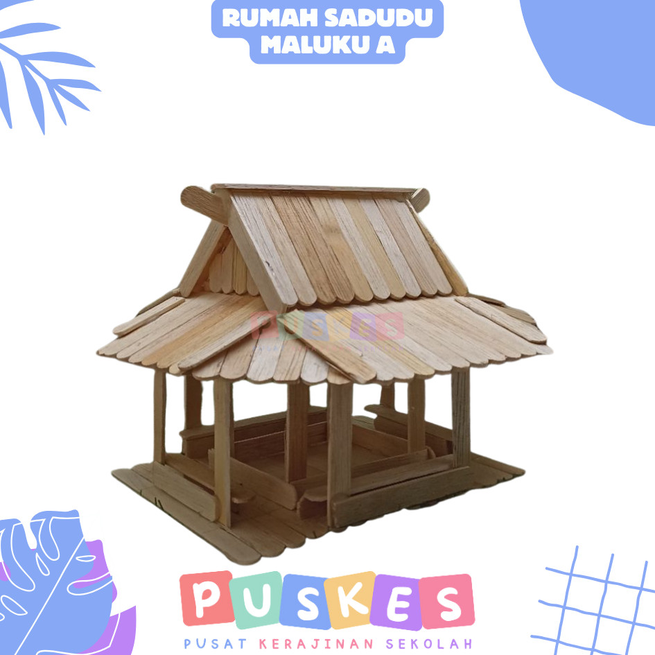 Kerajinan Sekolah Indonesia Rumah Adat Sasadu Maluku Utara Miniatur Kreatif dari Stik Eskrim Prakary