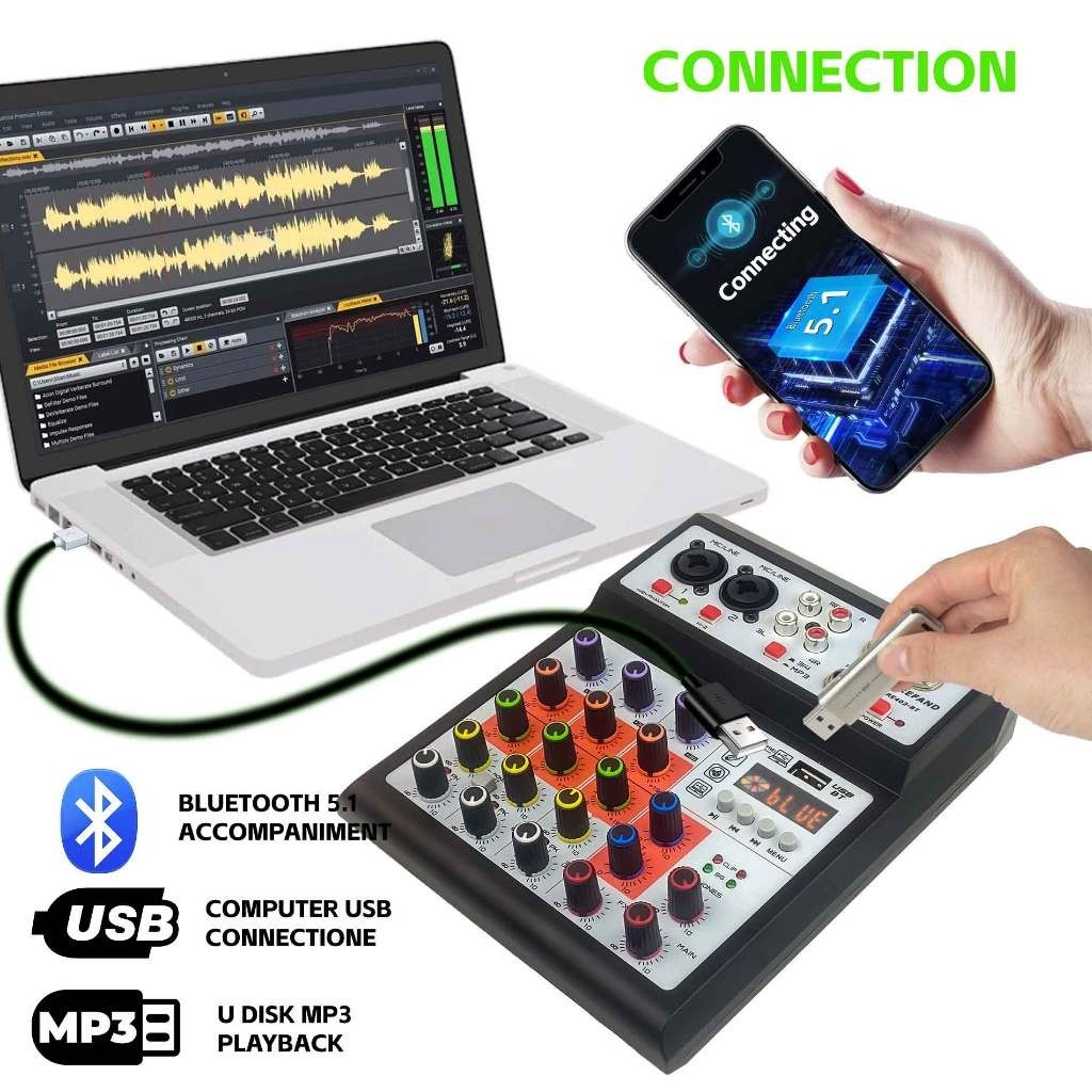 Mixer Audio Profesional RE403-BT mixer mixer kecil 4 saluran Mendukung pemutaran Bluetooth/UBB/PC/MP3 Dukungan untuk penggunaan Mixer ASHLEY PREMIUM 4 Mikser