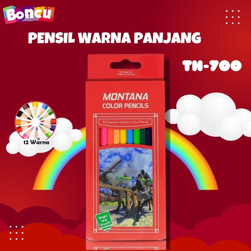 

[ 1 PCS ] BONCU Pensil warna / Pensil warna kayu / Pensil Warna Montana TH-700 / 12 Warna / Pensil Warna TH-700-1PAK/12Warna Best Seller