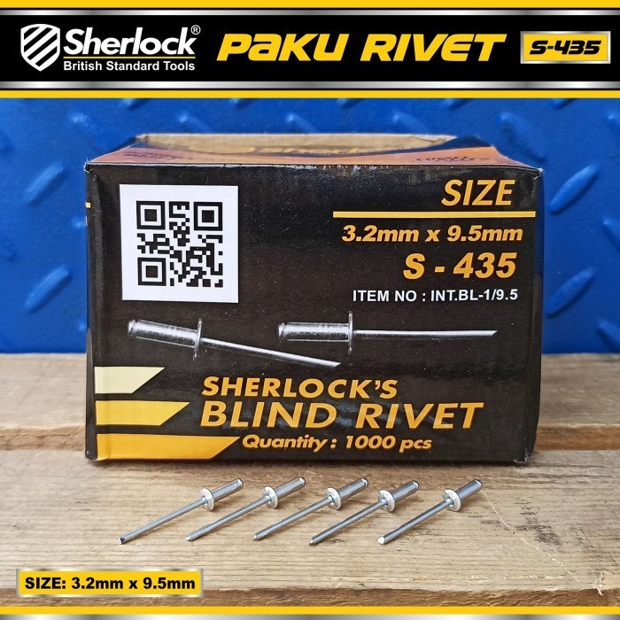Paku Rivet Sherlock S - 435 size 3,2 mm x 9,5 mm (isi +/- 1000 pcs)