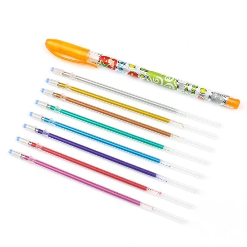 

J2 - Pulpen Set Refil Metalik Tinta Cair Metalik Colour 8 Pcs