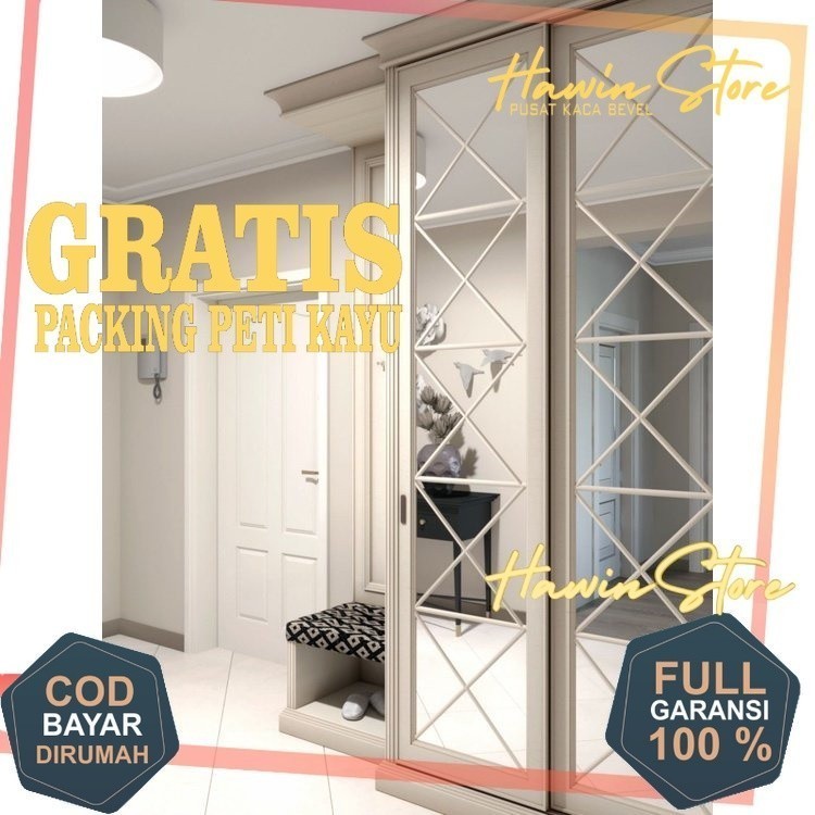 Kaca Cermin Segitiga U20CM BERGARANSI / Kaca Cermin Triangle ASLI KACA 100% Cermin Dinding Dekorasi