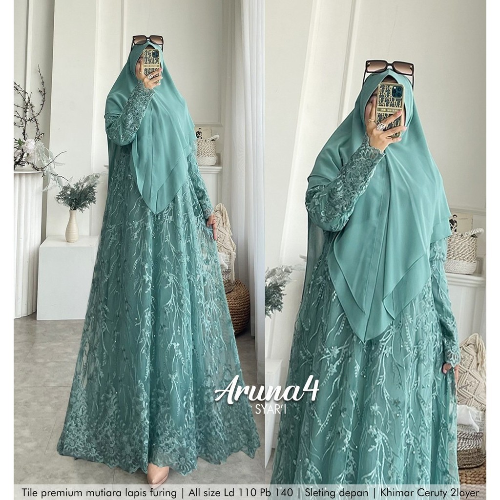 ( PROMO TERBARU BUY 1 GET 1 ) Humaira99 Gamis Syari Jumbo Brokat Baju Muslim Mewah Dress Hijab Musli