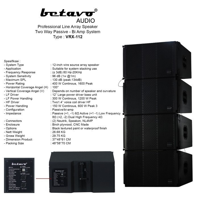 Speaker Pasif 12 INCH Line Array BETAVO VRX-112 HARGA PER BOX