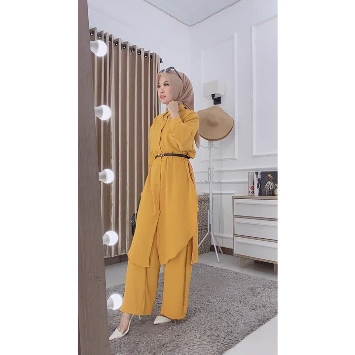 COD || New Set Long Tunik Sabrina || Setelan Baju  Tunik Dan Celana Wanita || Ready Ukuran Jumbo LD1