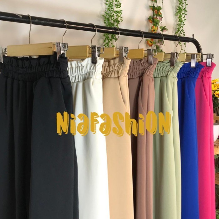 Terlaris ✨ -CELANA SCUBA PINGGANG KARET/CELANA SCUBA WANITA/CELANA KULOT - Biru Elektrik