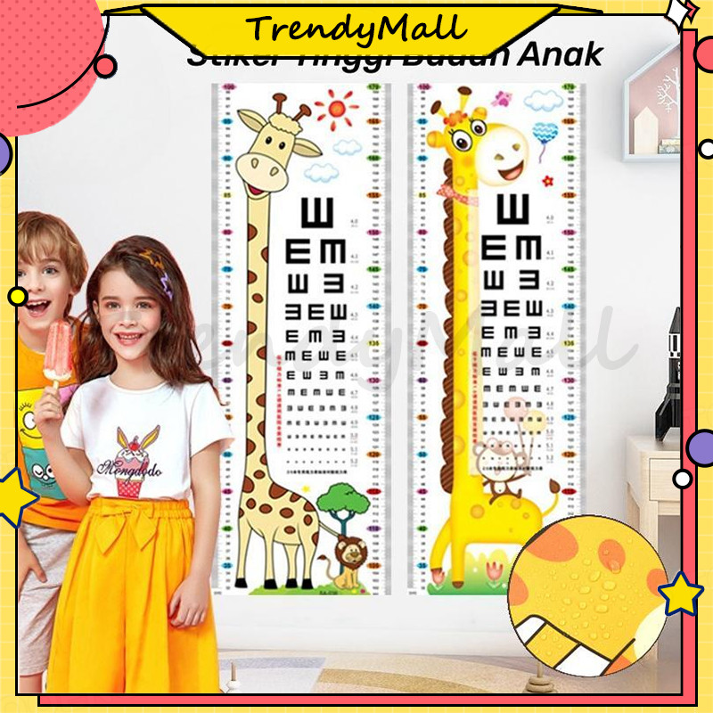 Stiker  Pengukur Badan & Mata Stiker/Sticker Pengukur Tinggi Badan Anak Animal Seri/Pengukur Tinggi 