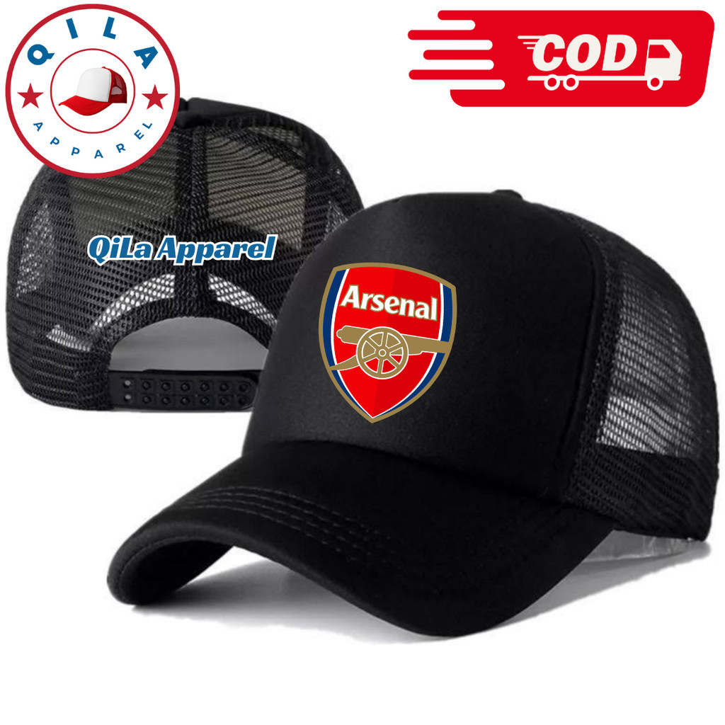 QiLa Apparel Topi Trucker ARSENAL - Topi Distro ARSENAL Logo - Topi ARSENAL Premium - Topi Pria Dewa