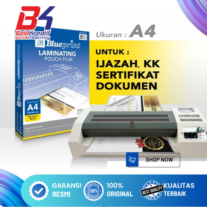 

Plastik Laminating Blueprint A4 & F4 Pouch Film @100Pcs - A4