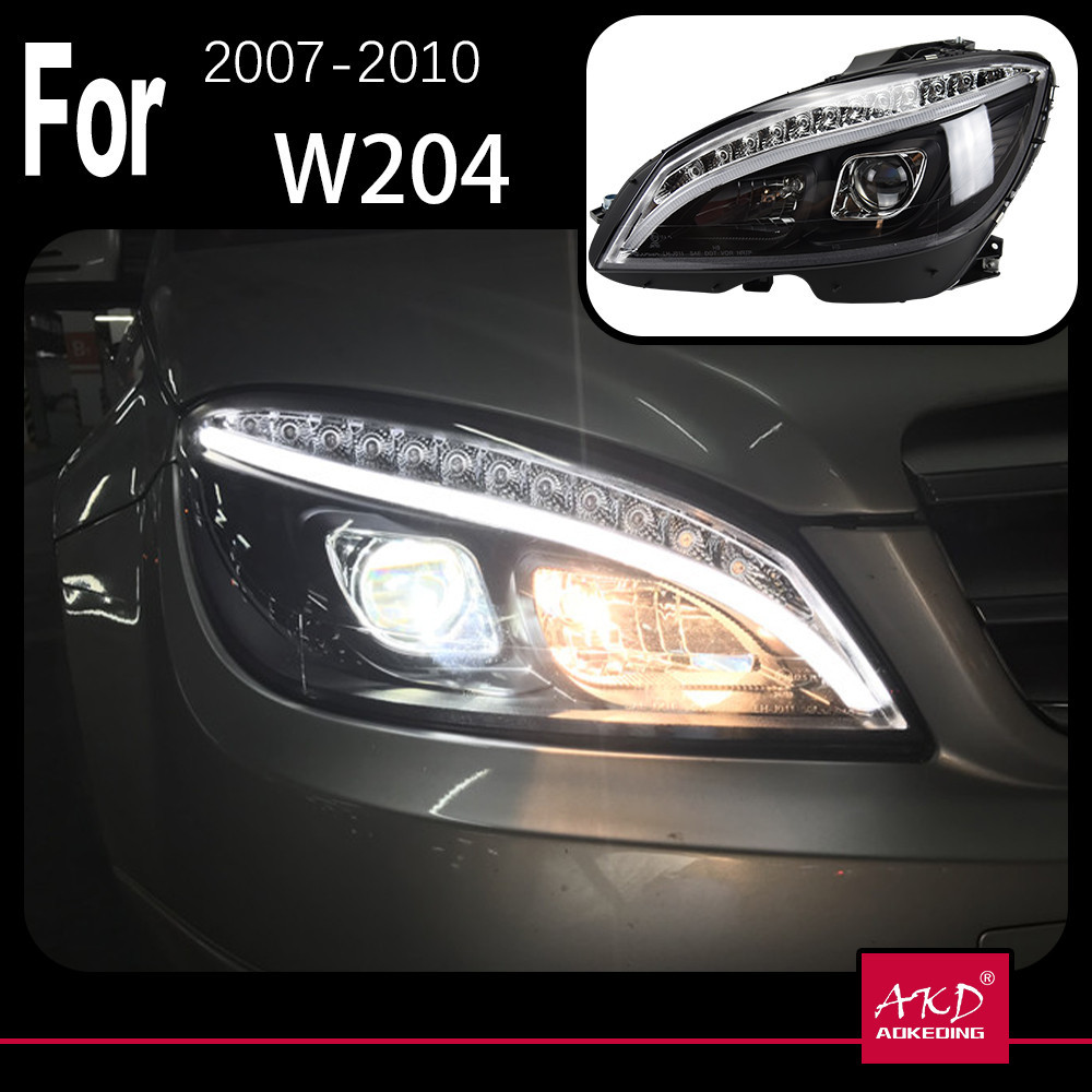 AKD Aksesori Mobil Lampu Kepala untuk Benz W204 Lampu Depan 2007-2010 C300 C260 C200 Lampu Depan LED