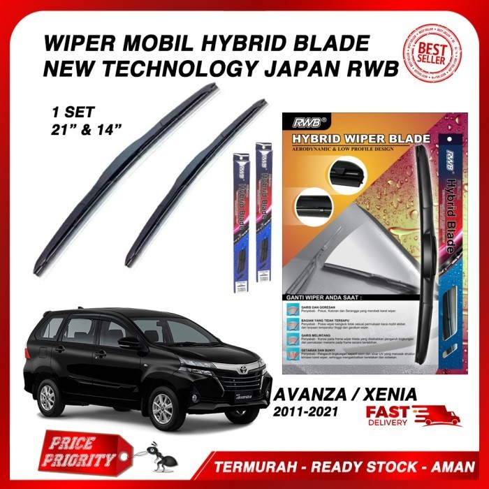 Wiper Mobil AVANZA XENIA Karet Wiper Frameless Hybrid Blade Set RWB - Xenia, 2004-2011