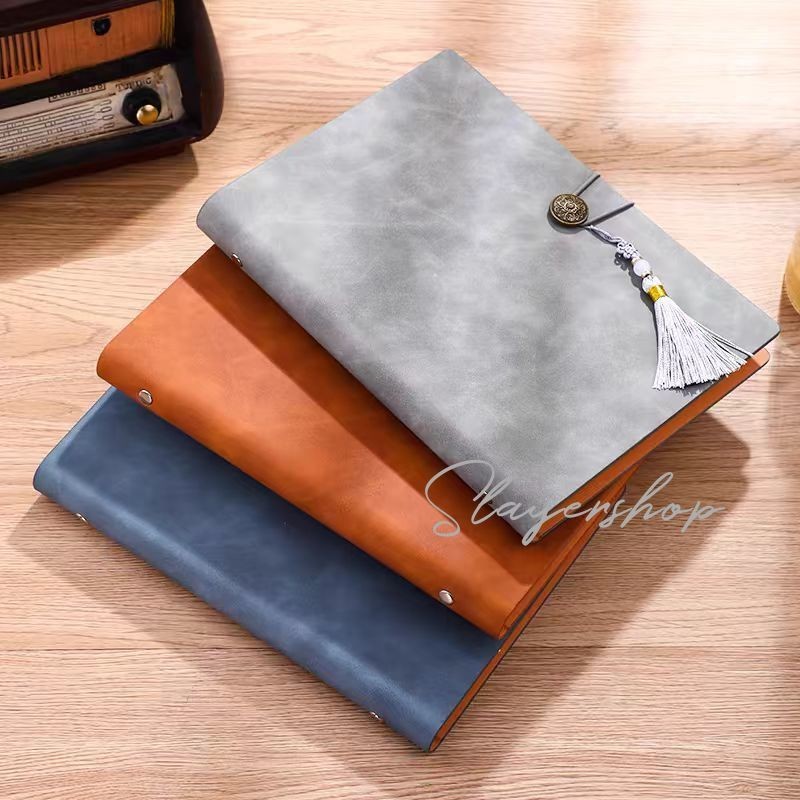 

InJO 160 halaman Buku catatan kulit yang elegan Binder A5 Binder dengan liontin simpul Cina Klip
