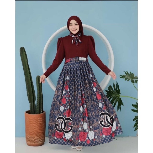 Gamis printing, Gamis knit, maxi dress jamet, gamis shr, shr, Gamis kekinian, viral// BAJU MODEL BAR