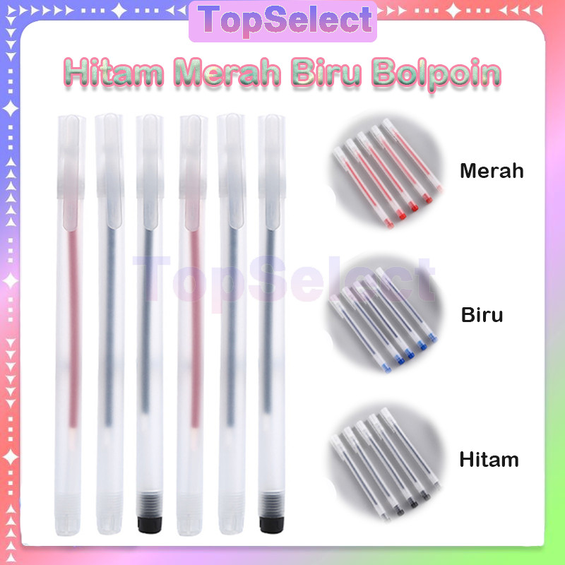 

Alat Tulis Sekolah Kantor Pen Warna Warni/Pulpen tinta cair /Pena Gel Standard 0.5mm 1Pcs/Transparant Pen Gel/Hitam Merah Biru Bolpoin