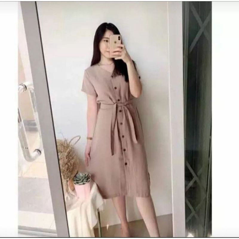 DRESS ANDIN DASTER POLOS KANCING DEPAN DASTER VIRAL MURAH//BAJU WANITA MODEL BARU / MURAH PROMO