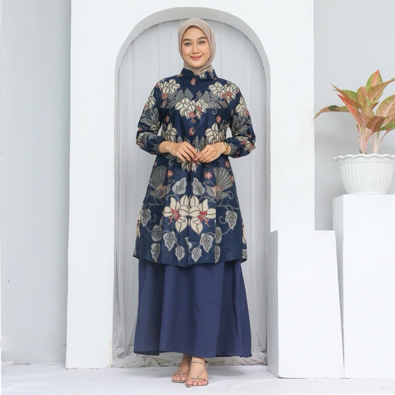 Gamis batik Motif dara dress modern premium, dress muslim, gamis batik kombinasi//BAJU WANITA MODEL 