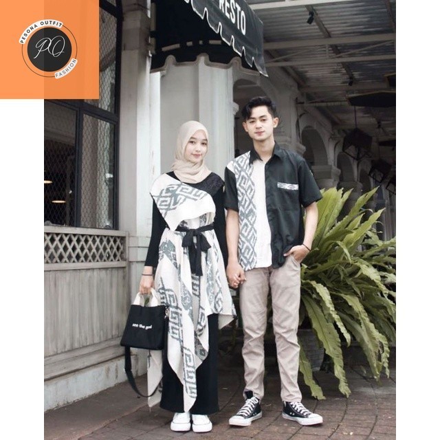 READY STOCK || COUPLE SIERA DRESS IVORY TENUN IKAT ASLI COUPLE TENUN BATIK KONDANGAN SERAGAM KAMPUS 