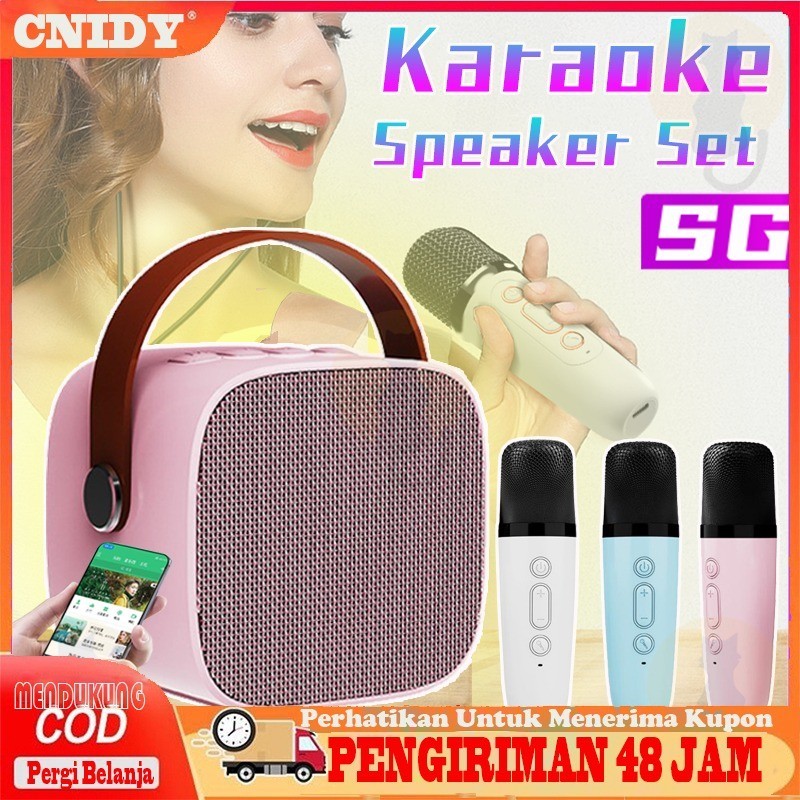 【COD】Speaker mini bluetooth/karaoke Full Bass Portable Wireless Bass 2Mic1 MP3 Player Full Wireless 