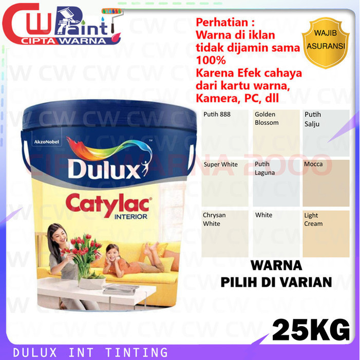 Dulux Catylac Tinting Cat Tembok Interior White Putih Kream Cream 25 Kg