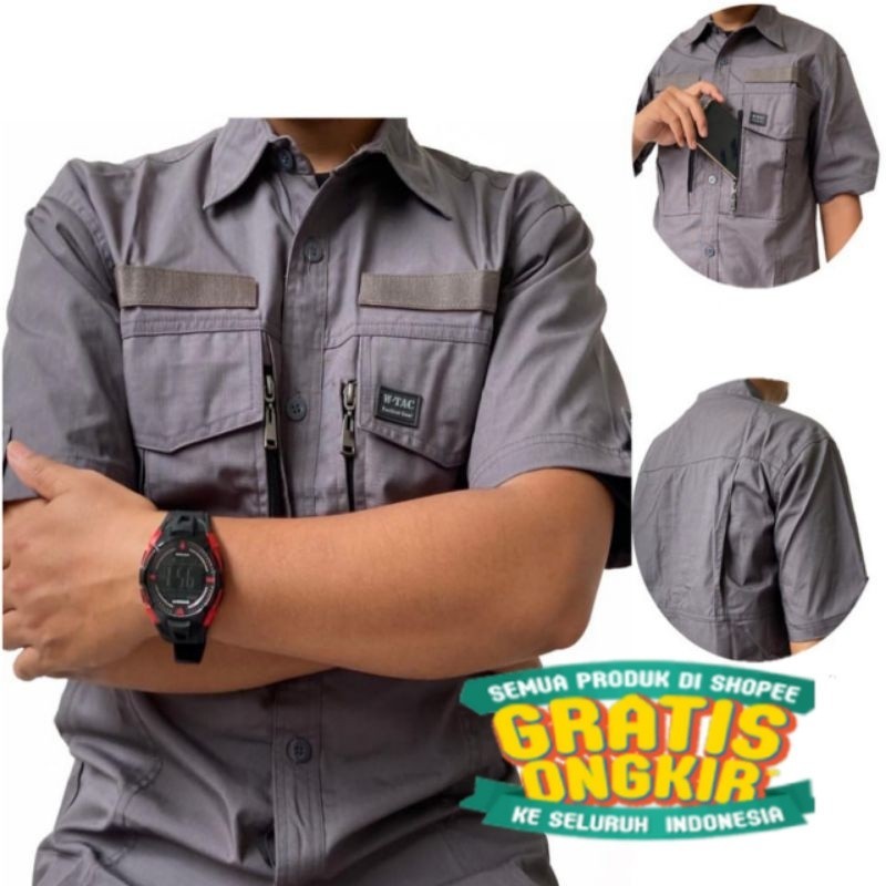 Kemeja Tactical W Tac pendek pria outdoor lapangan/ jumbo big size besar