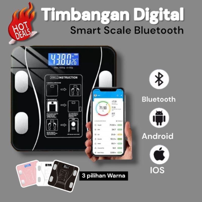 Timbangan Digital Timbangan Badan Fat Monitor Digital Scale With Bluetooth App Smart Scale Timbangan