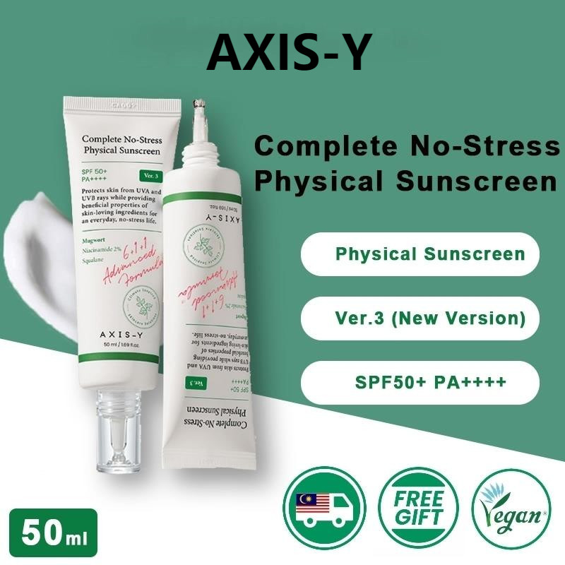 AXIS-Y Sunscreen/AXIS-Y Complete No-Stress Physical Sunscreen SPF 50+ PA++++ 50ml/AXIS-Y Sunblock Cr