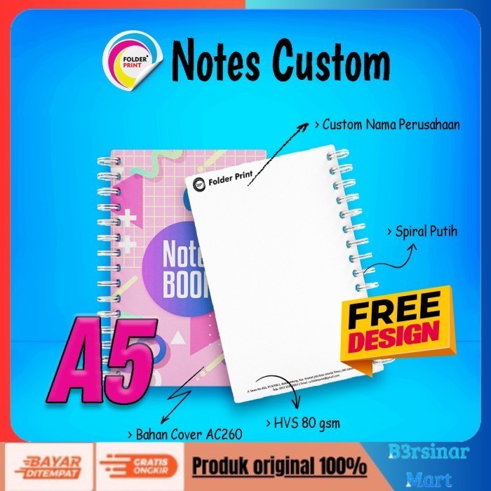 

[KUALITAS TERBAIK] Cetak Notes Book Notes Isi Custom Logo Bergaris A5 - DEPAN SAJA