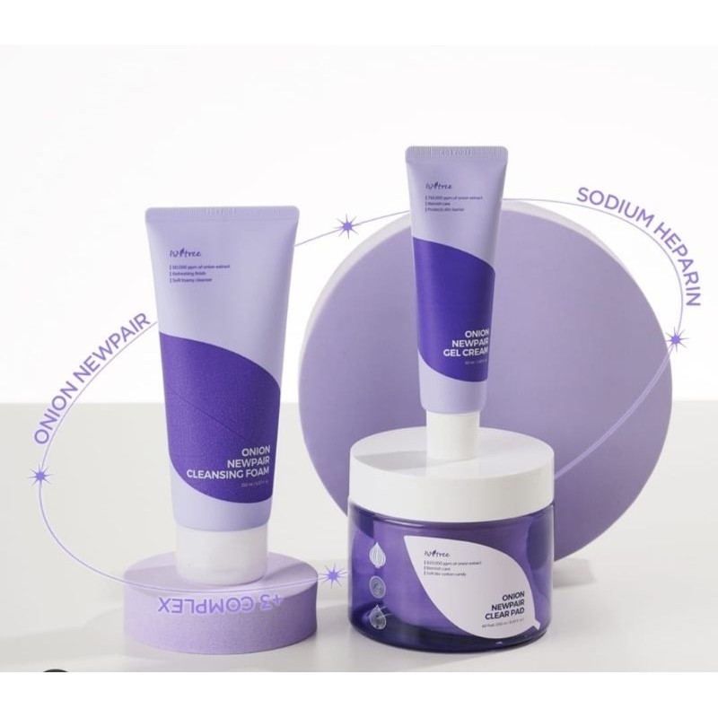 Isntree Onion Series - Onion Newpair Cleansing Foam, Onion Newpair Gel Cream, Onion Newpair B5 Ampou